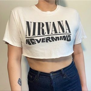 Distressed Nirvana Nevermind Crop Tee